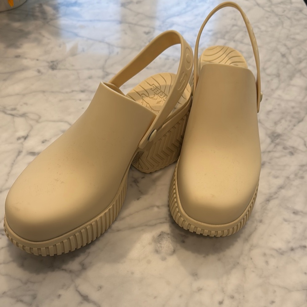 Sorel Cream Mules with Textured Sole